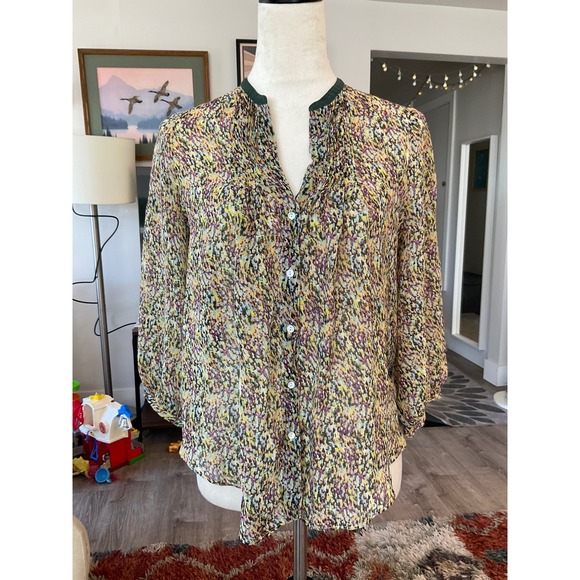 Fei Tops - Fei Anthropologie 100% Silk Abstract Print Blouse Fairycore Whimsical boho